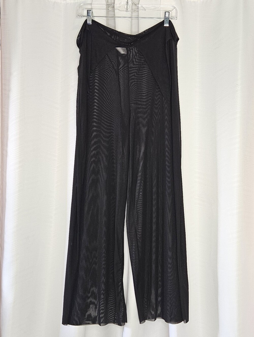 Freshwater black sheer mesh swim cover up pants with tie at waist size L